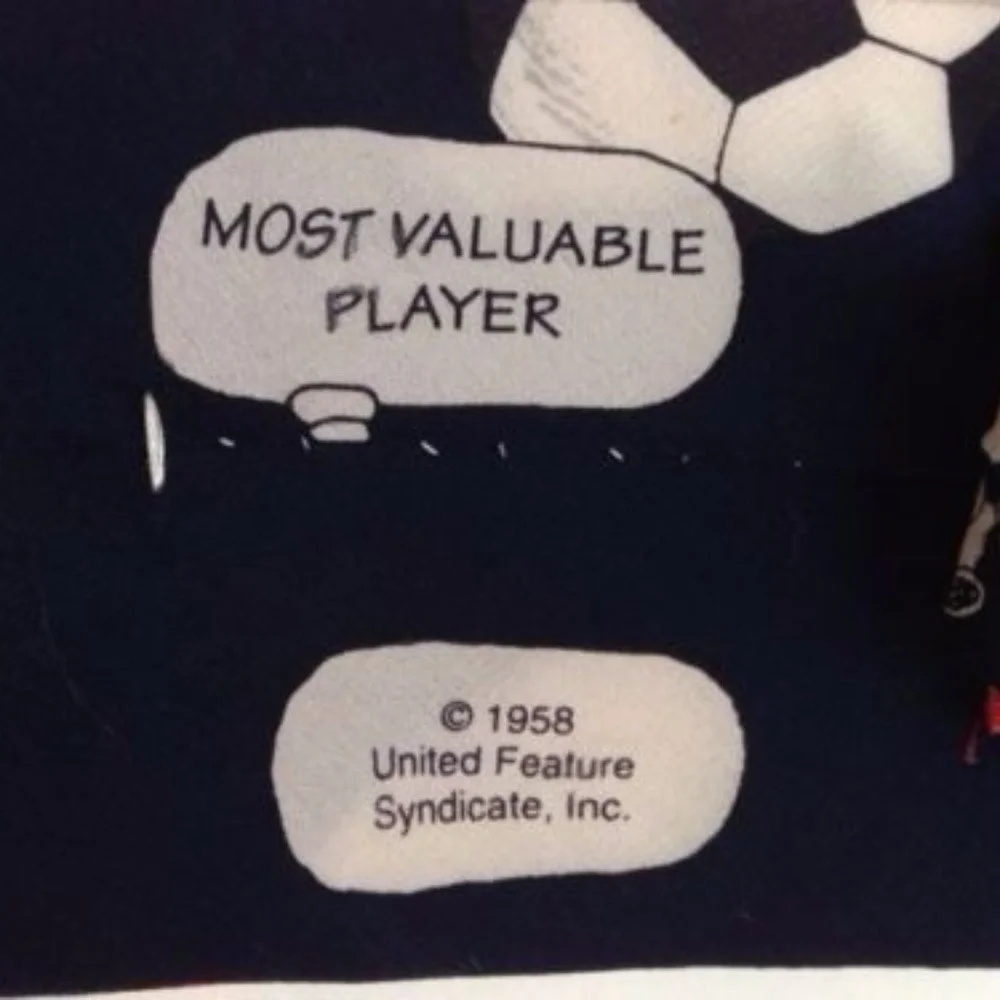 Peanuts Necktie Most Valuable Player VTG 1958